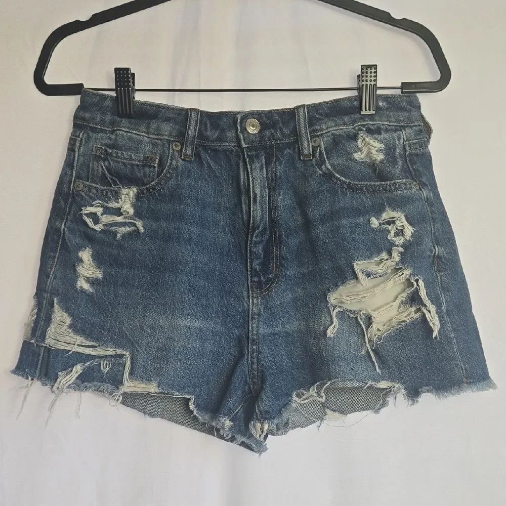 American Eagle Outfitters Blue Distressed Jean Shorts